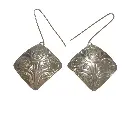 Silver Square Eagle Earrings