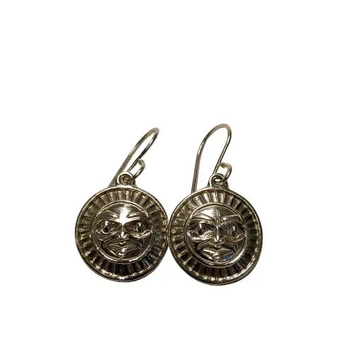 Silver Earrings Moon Design or Sun Design.