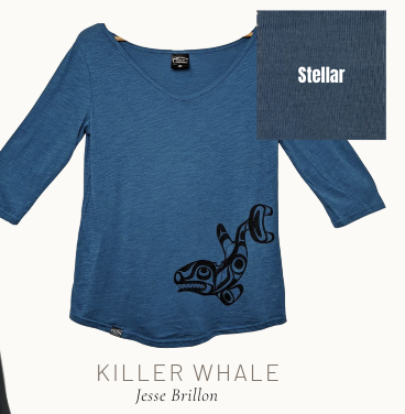 Killer Whale Women's 3/4 Length Sleeve Top