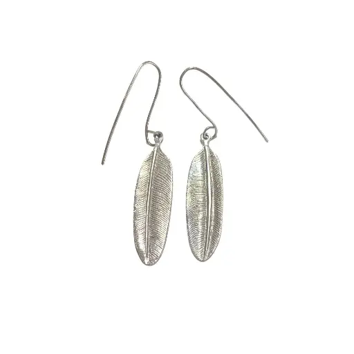 Feather Silver Casted Earrings